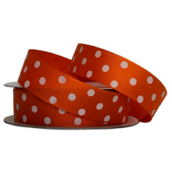 Polka Dot Grosgrain Ribbon - 25mm x 25mtr / Orange