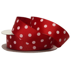 Polka Dot Grosgrain Ribbon - 25mm x 25mtr / Red