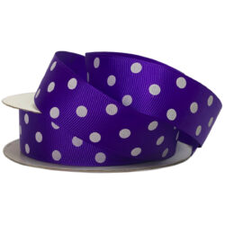 Polka Dot Grosgrain Ribbon - 25mm x 25mtr / Violet