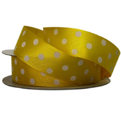 Polka Dot Grosgrain Ribbon - 25mm x 25mtr / Yellow