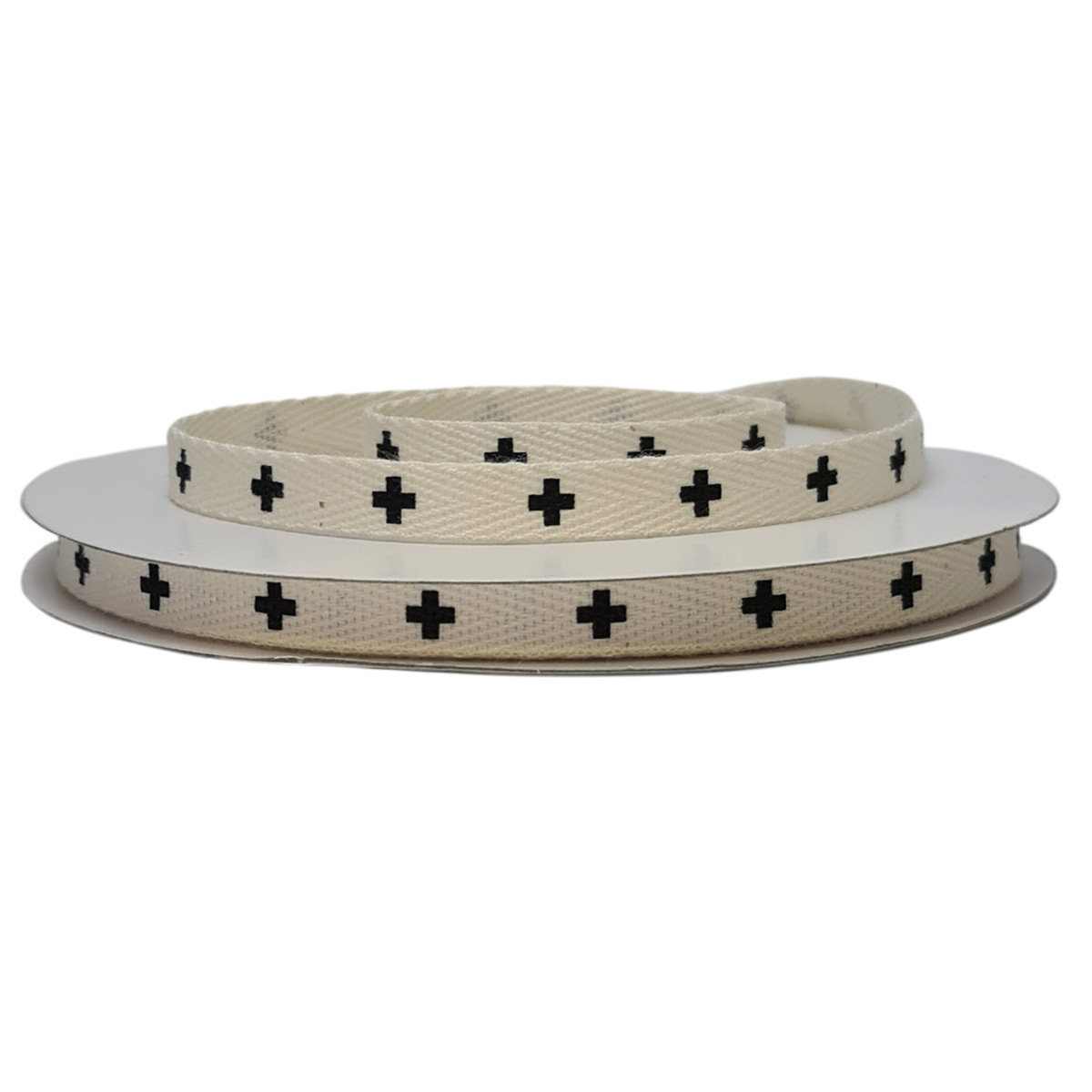 Cotton Herringbone Ribbon 10mm Natural Black | Floral Craft