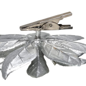Clip on Shimmer Poinsettia Pick x 12pcs - 10cmD / Silver -1