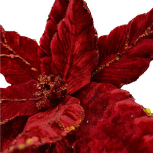 Velvet Poinsettia Stem - 61cmL / Red -1