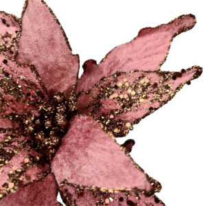 Velvet Poinsettia Stem - 52cmL / Pink -1