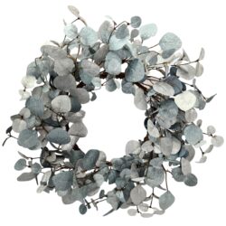 Metallic Eucalyptus Wreath - 55cm D / Silver