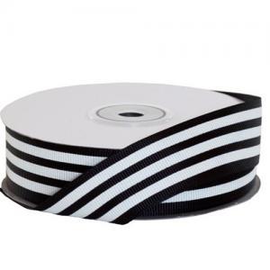 Grosgrain Stripe Ribbon - 25mm x 22.86mtr / Black & White
