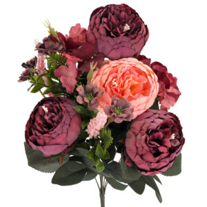 Antique Peony Hydrangea Bush - 50cm / Two Tone Pink -1