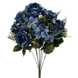 Juliet Rose/Hydrangea Bush - 50cmL / Blue