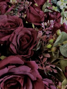 Artificial Rose/Eucalyptus Bush - 52cm / Burgundy -1