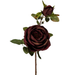 Ava Artificial Rose Spray - 57cmL / Burgundy -1