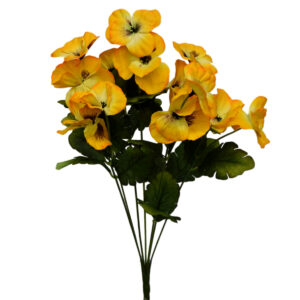 Artificial Pansy Bush - 40cm / Yellow -1