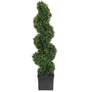 UV Treated Artificial Potted Spiral Boxwood Tree - 97cmH / Green -1