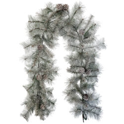 Flocked Pine Garland w/10 x Pine Cones - 183cmL -1