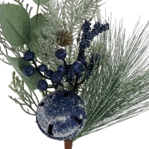 Liana Mixed Pine/Eucalyptus Leaf Spray w/Bell - 43cmL / Blue/Green -1