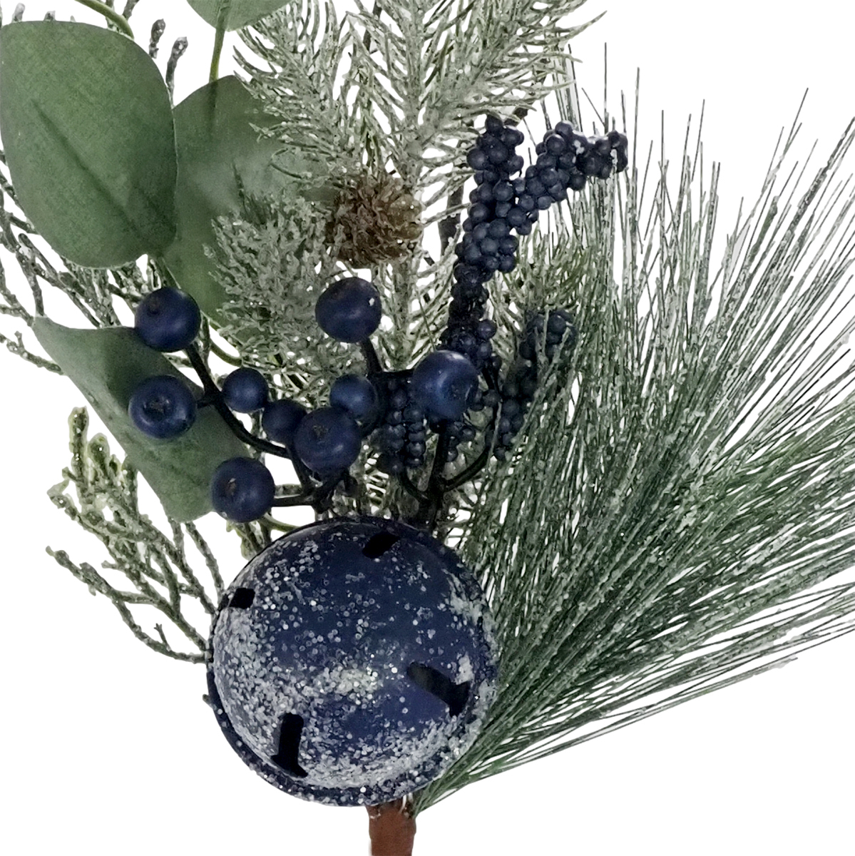 Liana Mixed Pine/Eucalyptus Leaf Spray w/Bell - 43cmL / Blue/Green -1