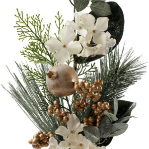 Mosman Hydrangea/Pomegranate Spray - 67cmL / Green, Gold & Ivory -1