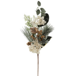 Mosman Hydrangea/Pomegranate Spray - 67cmL / Green, Gold & Ivory -1