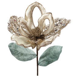 Elsa Velvet Magnolia Stem - 60cmL / Ivory/Champagne -1