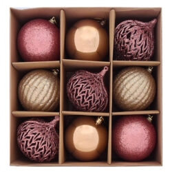 christmas pink gold bauble set