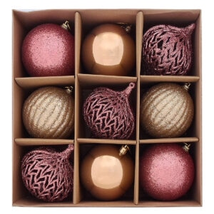 christmas pink gold bauble set
