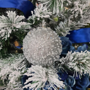 S/4 Iced Hanging Ball Ornaments (4pcs) - 10cmD / Silver -1