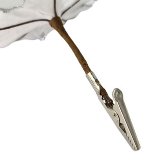 Velvet Poinsettia w/Clip - 15cm / White & Silver -1