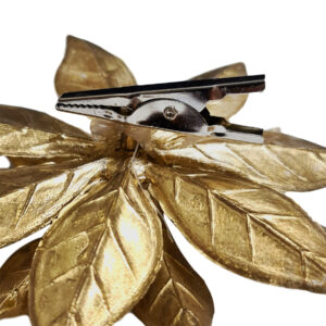 Clip on Shimmer Poinsettia Pick x 12pcs - 10cmD / Gold -1