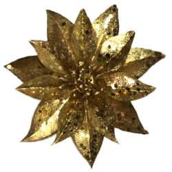 Clip on Shimmer Poinsettia Pick x 12pcs - 10cmD / Gold -1