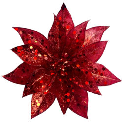 Shimmer Poinsettia w/Clip x 12 pcs - 10cmD / Red -1