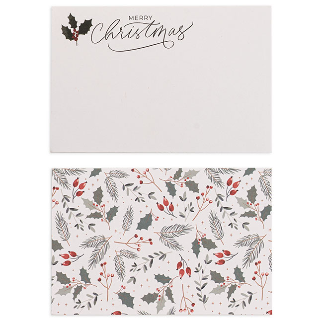 Christmas Holly Card w/Envelopes x 50 / 2 Designs