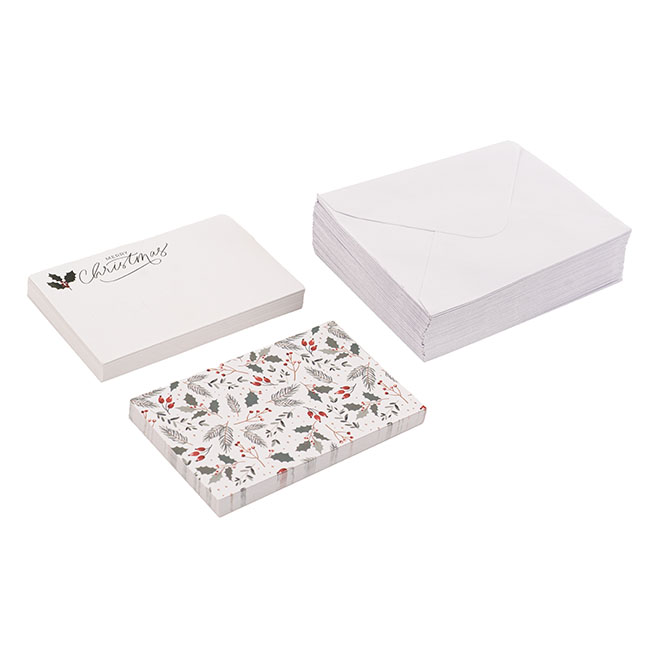 Christmas Holly Card w/Envelopes x 50 / 2 Designs - Image 2