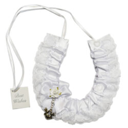 Wedding Novelty Satin Horseshoe / White