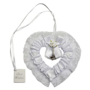 Wedding Novelty Satin Open Heart / White