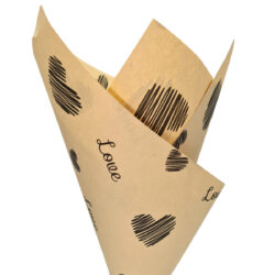 Kraft Paper w/Love Pattern - 50cm x 70cm x 30sheets / Kraft with Black Print -1