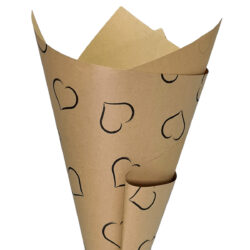 Kraft Paper w/Heart Pattern - 50cm x 70cm x 50sheets / Kraft with Black Print -1