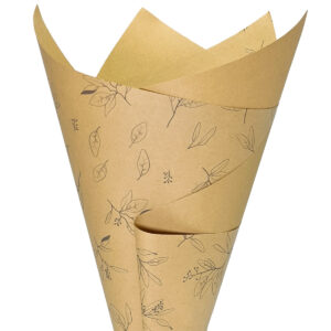 Kraft Paper w/Eucalyptus Pattern - 50cm x 70cm x 50sheets / Kraft with Grey Print -1