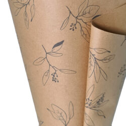 Kraft Paper w/Eucalyptus Pattern - 50cm x 70cm x 50sheets / Kraft with Grey Print -1