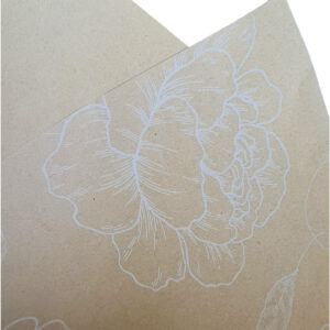 Kraft Paper w/Floral Vine Print - 50cm x 70cm x 50 sheets / Kraft/White Print -1
