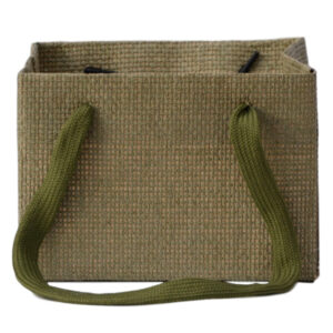 Square Paper Mesh Bag w/Liner - 17cm x 17cm x 12cmH / Moss Green -1
