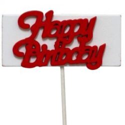 Happy Birthday Wooden Pick - 26cmL x 10picks / Red/White -1