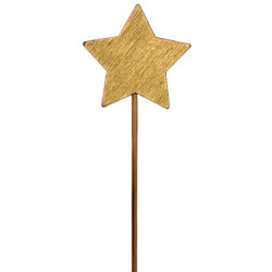 Star Shape Wooden Pick x 6pcs - 7cm x 39cmL / Gold