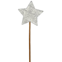Star Shape Wooden Pick x 6pcs - 7cm x 39cmL / Silver