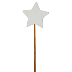 Star Shape Wooden Pick x 6pcs - 7cm x 39cmL / White