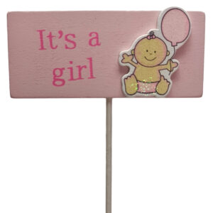 It's a Girl Balloon Wooden Pick x 10pcs / 26cmL -1