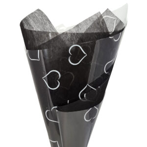 Heart Print Poly Wrap - 37mic 50cm x 70cm x 100sheets / White -1
