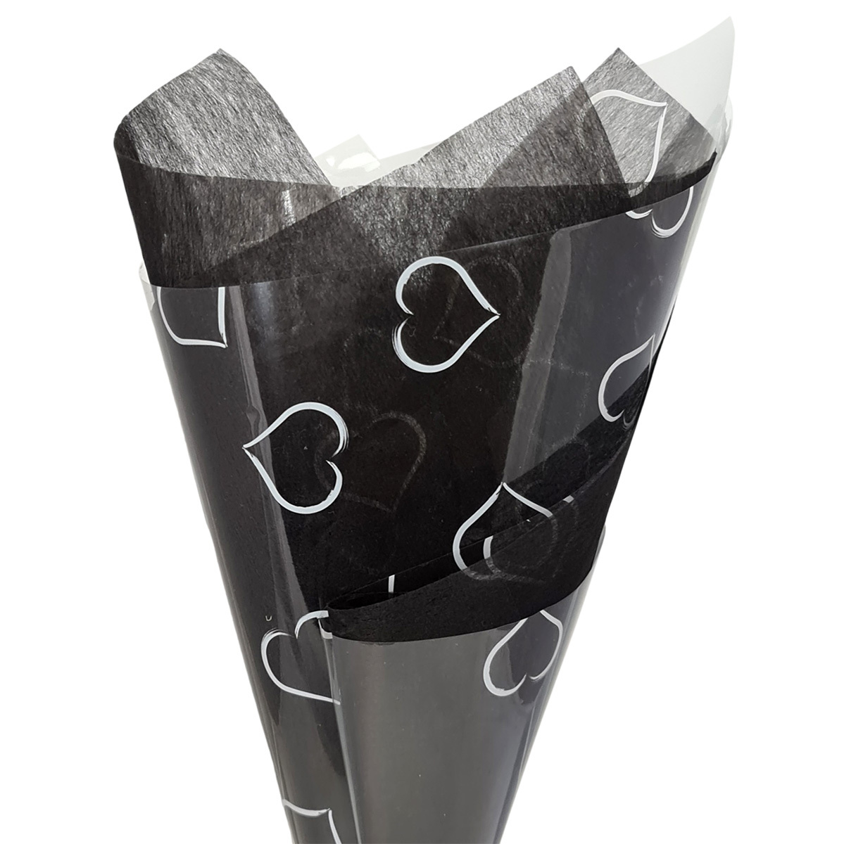 Heart Print Poly Wrap - 37mic 50cm x 70cm x 100sheets / White -1