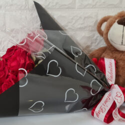 Heart Print Poly Wrap - 37mic 50cm x 70cm x 100sheets / White -1
