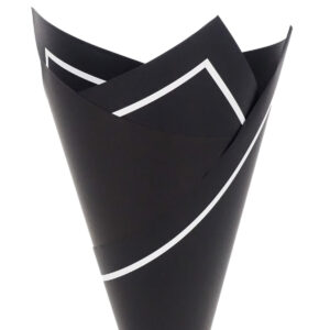 Premium Matte Poly with Stripe Border - 65mic - 50 x 70cm x 100 sheets / Black with White Stripe -1