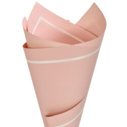 Premium Matte Poly with Stripe Border - 65mic - 50cm x 70cm x 100 sheets / Light Pink with White Stripe -1