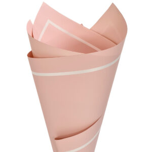 Premium Matte Poly with Stripe Border - 65mic - 50cm x 70cm x 100 sheets / Light Pink with White Stripe -1
